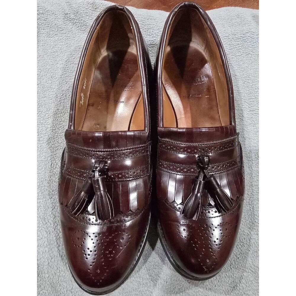 Allen Edmonds Bridgeton Loafers Burgundy Wingtip Tassel Kiltie 9.5 E